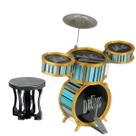 Bateria Musical Infantil Jazz Drum Rock Brinquedo Com Banco