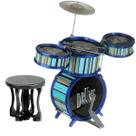 Bateria Musical Infantil Jazz Drum Rock Brinquedo Com Banco