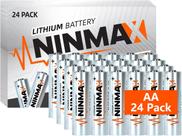 Bateria NINMAX Lithium AA 1.5V 3500mAh, pacote com 24