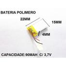 Bateria Óculos 3d Ativo Dlp Link Xd 4x15x22 90mah Mp3