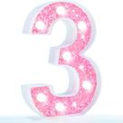 Bateria Pooqla Marquee Number 3 com glitter rosa claro