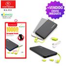 Bateria Power Bank Slim 10000mAh Portátil com Cabos Embutidos e Carregamento Rápido Universal