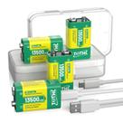 Batería Recargable de Litio 9V TQTHL para Detector de Humo (Paquete de 4)