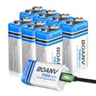 Bateria recarregável BOANV 9V 1300mAh com cabo USB-C 8PCS