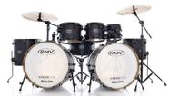 Bateria RMV FiberTech Bumbo Duplo Black com 3 Tons, 2 Surdos, 2 Bumbos, Caixa 14x8 e Ferragens