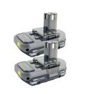 Bateria RYOBI P102 18V One+ Compact Lithium Ion, pacote com 2 unidades Bateria RYOBI P102 18V One+ Compact Lithium Ion, pacote com 2 unidades