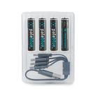Baterias AAA recarregáveis USB de íon de lítio azul pálido 1.5V 600mAh