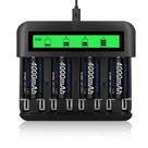 Baterias C recarregáveis CITYORK 5000mAh (pacote com 4) + carregador Baterias C recarregáveis CITYORK 5000mAh (pacote com 4) + carregador