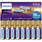 Baterias de lítio PHILIPS AA, pacote com 16 baterias de 1,5 V, não recarregáveis