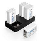 Baterias recarregáveis de 9V POWEROWL 600mAh Li-ion, pacote com 4 unidades com carregador