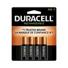 Baterias recarregáveis Duracell AA, pacote com 4 unidades, potência de longa duração