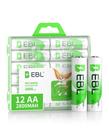 Baterias recarregáveis EBL 2800mAh 1,2 V Ni-MH AA, pacote com 12 Baterias recarregáveis EBL 2800mAh 1,2 V Ni-MH AA, pacote com 12