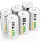 Baterias recarregáveis EBL 5000mAh C tamanho 1,2 V, pacote com 6 Baterias recarregáveis EBL 5000mAh C tamanho 1,2 V, pacote com 6