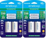 Baterias recarregáveis Eneloop AA 2100mAh com adaptadores D