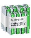 Baterias recarregáveis Granicell AA 2800mAh x8 e AAA 1100mAh x8
