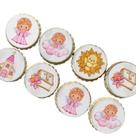 Batizado menina rosa anjinho Papel arroz cortado 3,8 cm 35 unidades comestível