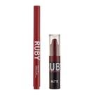 Batom Matte - Ruby Kisses Red Carpet + Lapiseira Labial Volume Big & Full Deep Red - Ruby Kisses