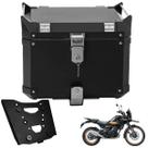 Baú Bauleto 43 L Alumínio Preto + Suporte Himalayan 450 Bráz