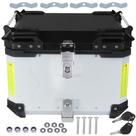 Bau bauleto de moto universal aluminio prata 55 litros grande compatível com BMW Suzuki Kawasaki Honda Yamaha Bau bauleto de moto universal aluminio prata 55 litros grande compatível com BMW Suzuki Kawasaki Honda Yamaha