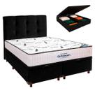 Bau Blindado Preto+Colchão Queen High Foam Ortobom+Cabeceira