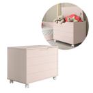 Baú Caixa de Brinquedo Infantil 70cm com Rodízio Pistão MDF