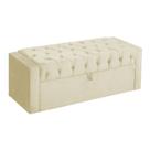 Báu Calçadeira Emma 160cm Suede Marfim - Vallisa Decor