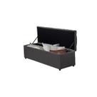Baú Calçadeira Estofada Raissa 1,38 Cm Suede Cinza Grafite
