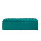 Baú Calçadeira Imperatriz 100 Cm Suede Azul Turquesa