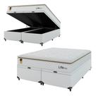 Baú Casal Bipartido Couro Branco + Colchão Life D33 One Face Bege- e-Shop Casa