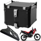 Baú de Alumínio Preto 43 L + Bagageiro Honda Sahara300 Bráz