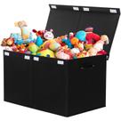 Baú de Brinquedos Dobrável de Poliéster 122L com Tampa - Preto