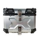 Bau de moto traseiro 55 litros universal aluminio anti-roubo prata