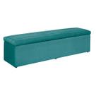 Baú Helena 100Cm Calçadeira Estofada Suede Azul Turquesa