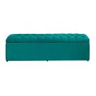 Baú Imperatriz 120Cm Calçadeira Estofada Suede Azul Turquesa