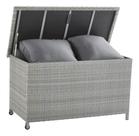 Bau Para Jardim 420 Litros 68x120x60 Cm Fibra E Vime - Cinza