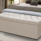 Baú Para Quarto Cama Box Madeira Estofado Solteiro