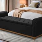 Baú Para Quarto Cama Box Queen Size Grécia Madeira Estofado
