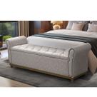 Baú Para Quarto Cama Box Queen Size material sintético Estofado