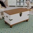 Baú para Quarto Infantil com Tampo e Base em Madeira Maciça Joy Branco/Off White/Nogueira