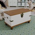 Baú para Quarto Infantil com Tampo e Base em Madeira Maciça Joy Off White / Nogueira