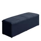 Baú Raissa 120Cm Calçadeira Estofada Suede Azul Marinho