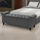 Baú Recamier Banquinho Divã Paris 130cm P/ Camas Casal Cor Cinza