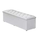 Baú Recamier Casal Material Sintético Branco 47x138x51
