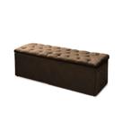 Baú Recamier Casal Suede Marrom 47x138x51