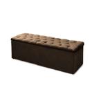 Baú Recamier Casal Suede Marrom 47x138x51