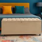 Baú Recamier Cor Areia Sara Com Capitonê 190cm Para Cama King - Lv