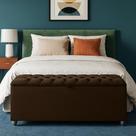Baú Recamier Cor Marrom Sara Com Capitonê 190cm Para Cama King - Lv