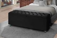 Baú Recamier Cor Preto Sara Com Capitonê 190cm Para Cama King - Lv