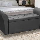 Baú Recamier Para Cama Box Quarto Madeira Estofado King