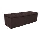 Baú Recamier Sapateira Calçadeira Casal Suede Marrom 138cm Estofada Capitone